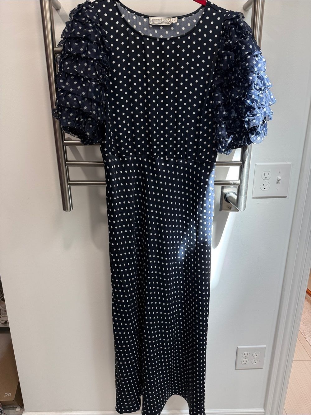 Vineyard Vines Navy and White Polka Dot Dress